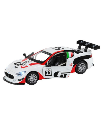Машина "АВТОПАНОРАМА" Maserati Gran Turismo MC GT4, белый, 1/32, свет, звук, в/к 17,5*13,5*9 см