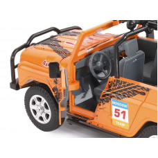 Машина "АВТОПАНОРАМА" УАЗ-469 "RALLY", оранжевый, 1/24, свет, звук, инерция, в/к 22*12*11 см