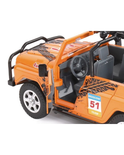 Машина "АВТОПАНОРАМА" УАЗ-469 "RALLY", оранжевый, 1/24, свет, звук, инерция, в/к 22*12*11 см