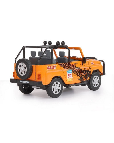 Машина "АВТОПАНОРАМА" УАЗ-469 "RALLY", оранжевый, 1/24, свет, звук, инерция, в/к 22*12*11 см