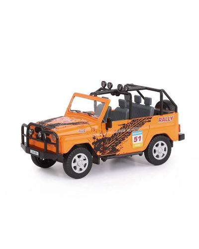 Машина "АВТОПАНОРАМА" УАЗ-469 "RALLY", оранжевый, 1/24, свет, звук, инерция, в/к 22*12*11 см