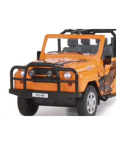 Машина "АВТОПАНОРАМА" УАЗ-469 "RALLY", оранжевый, 1/24, свет, звук, инерция, в/к 22*12*11 см