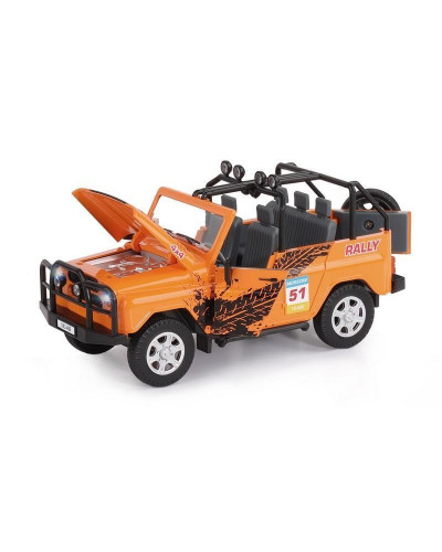 Машина "АВТОПАНОРАМА" УАЗ-469 "RALLY", оранжевый, 1/24, свет, звук, инерция, в/к 22*12*11 см