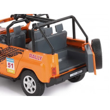Машина "АВТОПАНОРАМА" УАЗ-469 "RALLY", оранжевый, 1/24, свет, звук, инерция, в/к 22*12*11 см