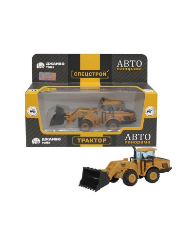 Машина "АВТОПАНОРАМА" БУЛЬДОЗЕР, оранжевый, инерция, в/к 20,5*7,5*9 см