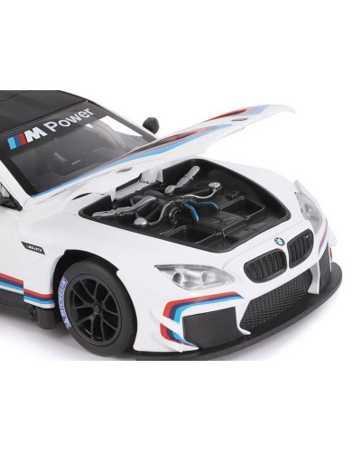 Машина "АВТОПАНОРАМА" BMW M6 GT3, белый, 1/24, свет, звук, в/к 24,5*12,5*10,5 см