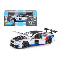 Машина "АВТОПАНОРАМА" BMW M6 GT3, белый, 1/24, свет, звук, в/к 24,5*12,5*10,5 см