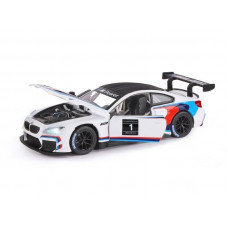 Машина "АВТОПАНОРАМА" BMW M6 GT3, белый, 1/24, свет, звук, в/к 24,5*12,5*10,5 см