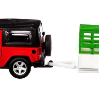 Машина "АВТОПАНОРАМА" Jeep Wrangler c прицепом, 1/43, открываются передние двери, инерция, в/к