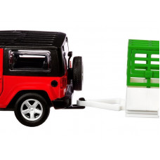 Машина "АВТОПАНОРАМА" Jeep Wrangler c прицепом, 1/43, открываются передние двери, инерция, в/к