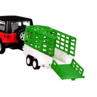 Машина "АВТОПАНОРАМА" Jeep Wrangler c прицепом, 1/43, открываются передние двери, инерция, в/к