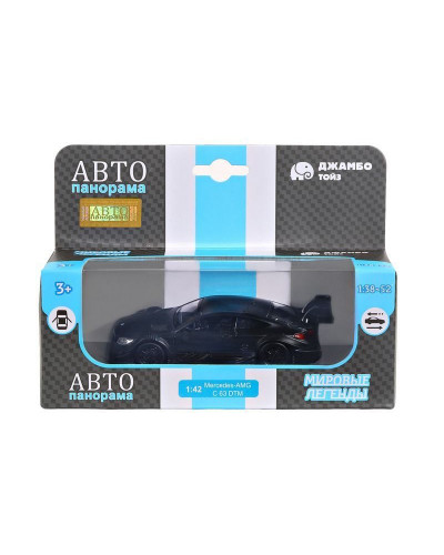 Машина "АВТОПАНОРАМА" Mercedes-AMG C 63 DTM, черный матовый, 1/43, инерция, в/к 17,5*12,5*6,5 см