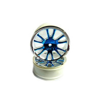 Колесные диски передние, голубой хром для багги Himoto масштаба 1/16, 2шт.