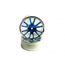 Колесные диски передние, голубой хром для багги Himoto масштаба 1/16, 2шт.