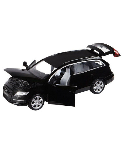 Машина "АВТОПАНОРАМА" Audi Q7, черный, 1/32, свет, звук, инерция, в/к 17,5*13,5*9 см