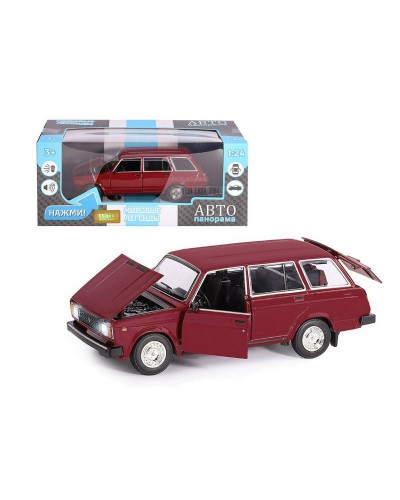 Машина "АВТОПАНОРАМА" ВАЗ 2104, 1/24, бордовый, инерция, в/к  24,5*12,5*10,5 см