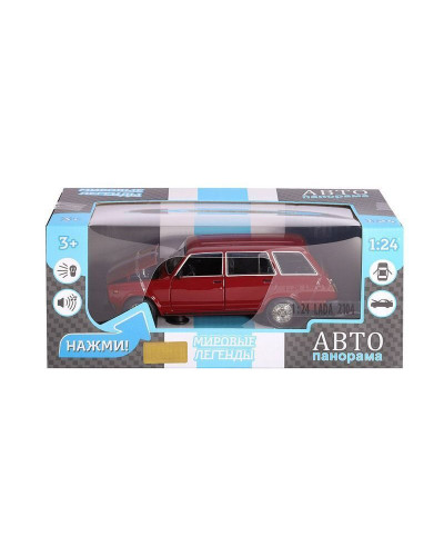 Машина "АВТОПАНОРАМА" ВАЗ 2104, 1/24, бордовый, инерция, в/к  24,5*12,5*10,5 см