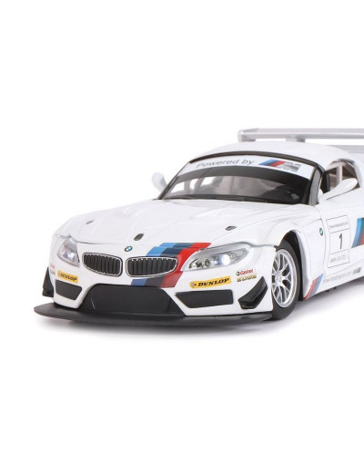 Машина "АВТОПАНОРАМА" BMW Z4 GT3, белый, 1/24, свет, звук, в/к 24,5*12,5*10,5 см