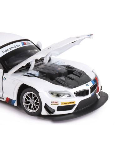 Машина "АВТОПАНОРАМА" BMW Z4 GT3, белый, 1/24, свет, звук, в/к 24,5*12,5*10,5 см