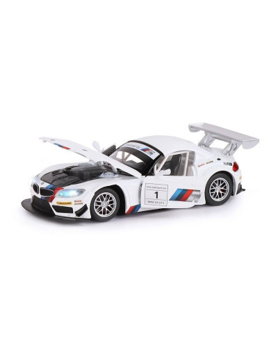Машина "АВТОПАНОРАМА" BMW Z4 GT3, белый, 1/24, свет, звук, в/к 24,5*12,5*10,5 см