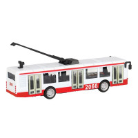 Троллейбус "Автопанорама", красный, 1/90, свет, звук, инерция, в/к 22*13,5*5,8 см