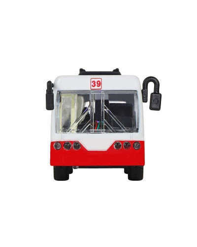 Троллейбус "Автопанорама", красный, 1/90, свет, звук, инерция, в/к 22*13,5*5,8 см