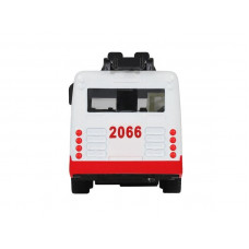 Троллейбус "Автопанорама", красный, 1/90, свет, звук, инерция, в/к 22*13,5*5,8 см