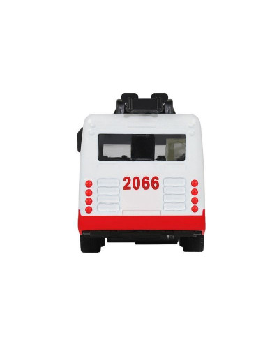 Троллейбус "Автопанорама", красный, 1/90, свет, звук, инерция, в/к 22*13,5*5,8 см