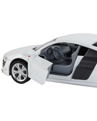 Машина "АВТОПАНОРАМА" Audi R8 GT, белый, 1/32, свет, звук, инерция, в/к 17,5*13,5*9 см