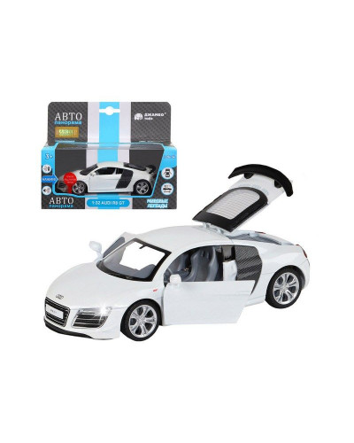 Машина "АВТОПАНОРАМА" Audi R8 GT, белый, 1/32, свет, звук, инерция, в/к 17,5*13,5*9 см