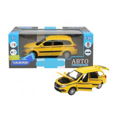 Машина "АВТОПАНОРАМА" LADA GRANTA CROSS "ТАКСИ", желтый, 1/24, свет, звук, в/к 24,5*12,5*10,5 см