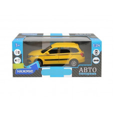 Машина "АВТОПАНОРАМА" LADA GRANTA CROSS "ТАКСИ", желтый, 1/24, свет, звук, в/к 24,5*12,5*10,5 см