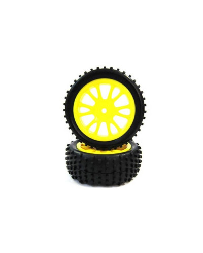 Комплект задних колес в сборе, желтые, для багги Himoto масштаба 1/16, 2шт.