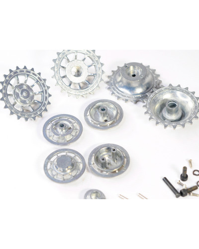 Ведущая звездочка 2 шт и ленивец 2 штуки для танка Tiger (металл) поздняя версия