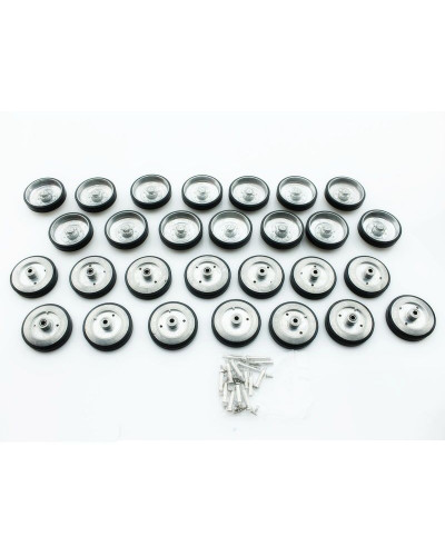 Опорные катки для танка Leopard 2A6 металлические с резиновыми бандажами и оси колёсные (мет шасси)