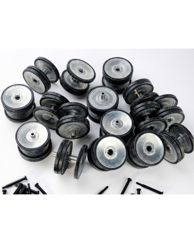 Опорные катки металл. с резиновыми бандажами и оси колёсные для TG Tiger ранняя версия
