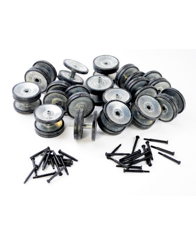 Опорные катки металл. с резиновыми бандажами и оси колёсные для TG Tiger ранняя версия