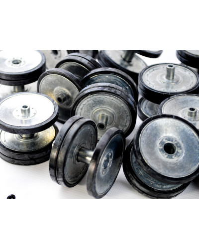 Опорные катки металл. с резиновыми бандажами и оси колёсные для TG Tiger ранняя версия