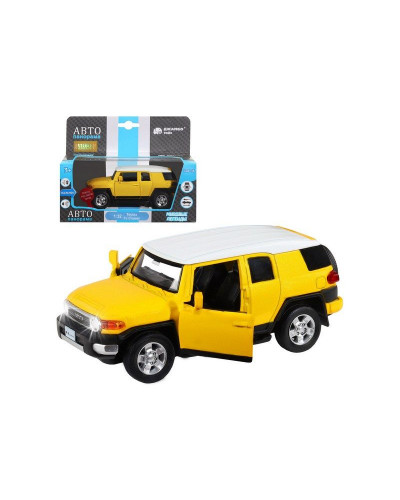 Машина "АВТОПАНОРАМА" Toyota FJ Cruiser,желтый, 1/32, свет, звук, инерция, в/к 17,5*13,5*9 см