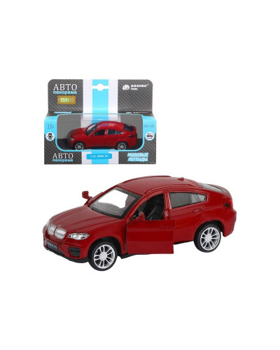 Машина "АВТОПАНОРАМА" BMW X6, красный, 1/43, инерция, в/к 17,5*12,5*6,5 см