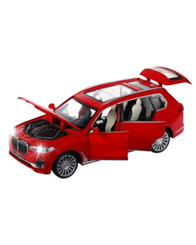 Машина "АВТОПАНОРАМА" BMW X7, красный, 1/32, свет, звук, инерция, в/к 17,5*13,5*9 см