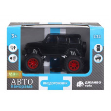 Машина "АВТОПАНОРАМА" "Внедорожник", черный, 1/32, свет, звук, инерция, в/к 19*10*12,5 см
