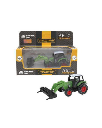 Машина "АВТОПАНОРАМА" ТРАКТОР ЗЕРНОУБОРОЧНЫЙ, инерция, зеленый, в/к 20,5*7,5*9 см