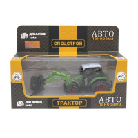 Машина "АВТОПАНОРАМА" ТРАКТОР ЗЕРНОУБОРОЧНЫЙ, инерция, зеленый, в/к 20,5*7,5*9 см