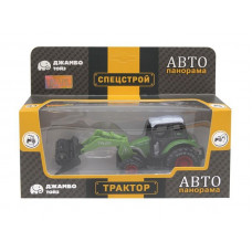 Машина "АВТОПАНОРАМА" ТРАКТОР ЗЕРНОУБОРОЧНЫЙ, инерция, зеленый, в/к 20,5*7,5*9 см