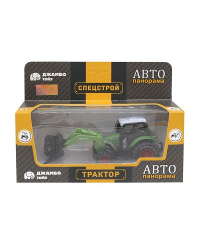 Машина "АВТОПАНОРАМА" ТРАКТОР ЗЕРНОУБОРОЧНЫЙ, инерция, зеленый, в/к 20,5*7,5*9 см