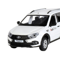Машина "АВТОПАНОРАМА" Яндекс.Такси LADA GRANTA CROSS, белый, 1/24, свет, звук, в/к 24,5*12,5*10,5см