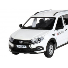 Машина "АВТОПАНОРАМА" Яндекс.Такси LADA GRANTA CROSS, белый, 1/24, свет, звук, в/к 24,5*12,5*10,5см