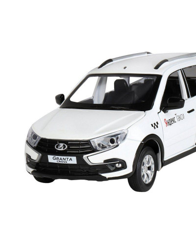 Машина "АВТОПАНОРАМА" Яндекс.Такси LADA GRANTA CROSS, белый, 1/24, свет, звук, в/к 24,5*12,5*10,5см