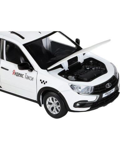 Машина "АВТОПАНОРАМА" Яндекс.Такси LADA GRANTA CROSS, белый, 1/24, свет, звук, в/к 24,5*12,5*10,5см